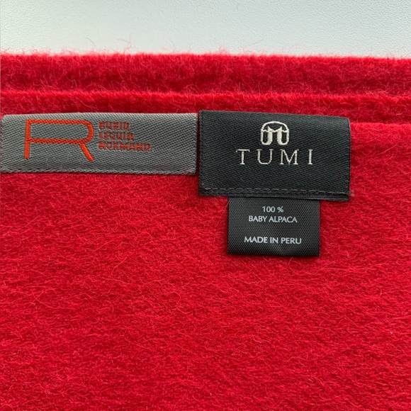 Tumi Baby Alpaca Scarf Red With Fringe - Picture 4 of 4